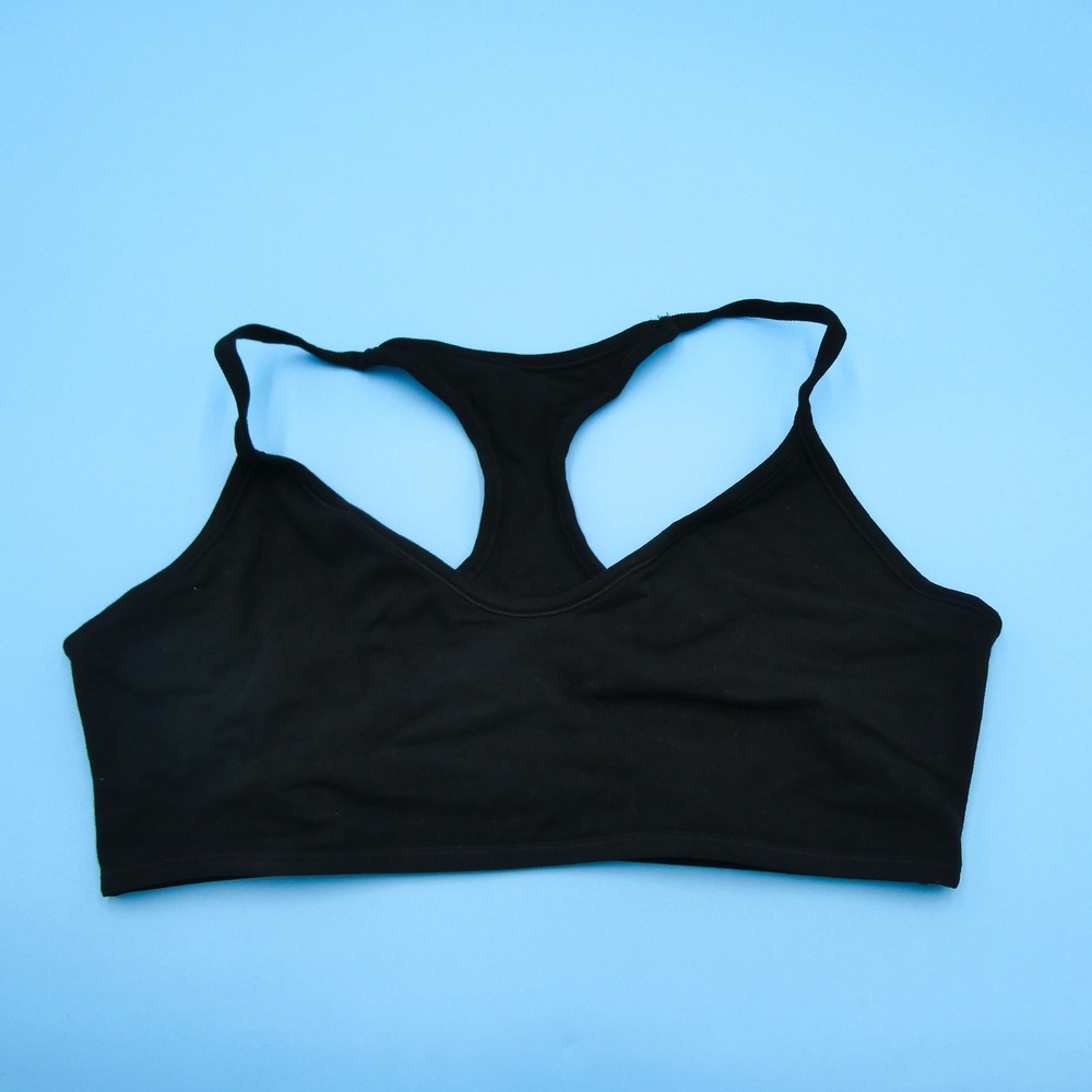 Pink Bralette Women Large DD Racerback Black Cotton Blend Stretch Lounge Bra